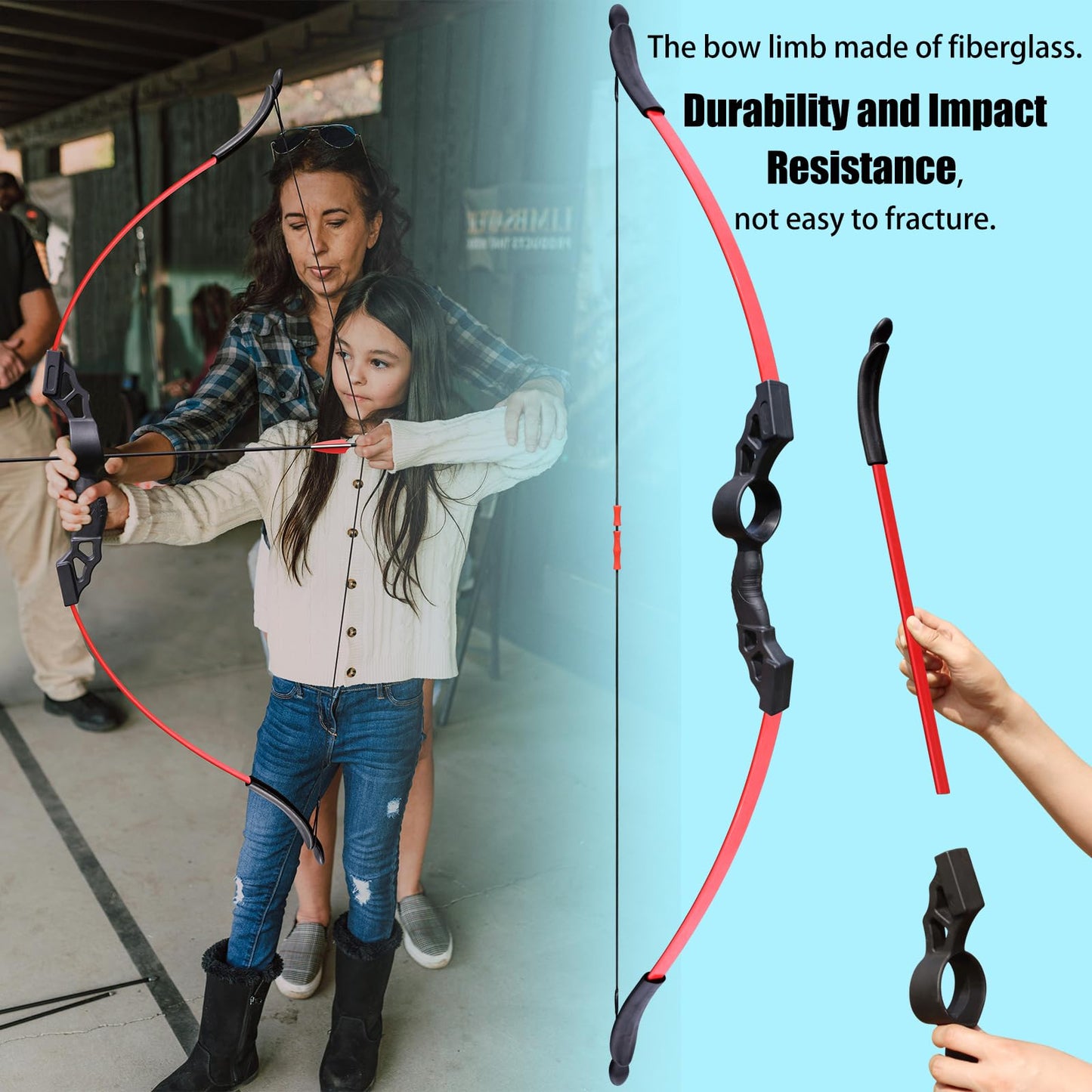 45" Kid Bow and Arrows Sets for Kids 8-12 & Youths & Teen. Archery Set for Kids & Adlut Beginner. Toy Recurve Bow and Arrow Set Left & Right Hands Outdoor Sports for Backyard Games & Training