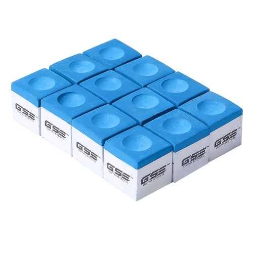 GSE Games & Sports Expert 12-Pack Billiard/Pool Cue Chalks, Billiard Pool Table Accessories for Home/Tournament Use (Blue)