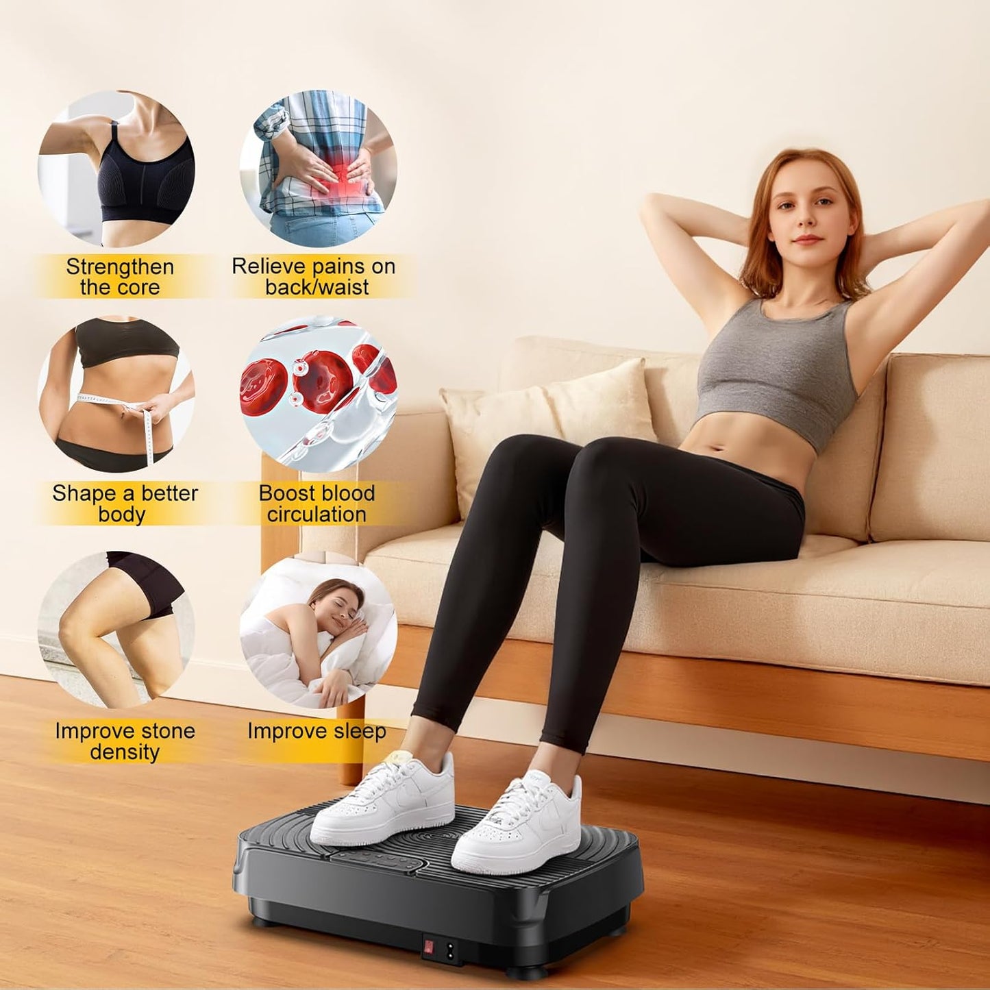2025 Upgrade Vibration Plate Exercise Machine for Lymphatic Drainage,400Lbs Capacity Full-Body Workout Platform Vibrating Plate Pilates Equipment,Home Workout Equipment for Fitness Weight Loss