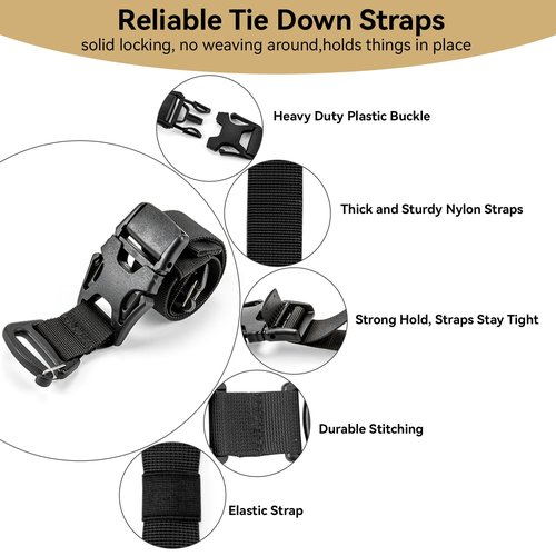 HIKEMAN 4 Pcs Tactical Molle System Backpack Straps and Buckles Set -Adjustable 19.49" Pack Attachment Strap Accessories(Khaki)