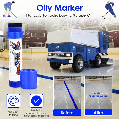 Hockey Pucks Marking for Writing on the Ice, hockey training, Ice Hockey Accessories for Hockey Coach, 3 PCS Waterproof Oily Ice Hockey Marker with Box, Good Helper for Ice Hockey Practice(Blue)