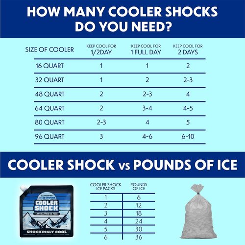 Cooler Shock Ice Packs for Cooler - Long Lasting, Reusable Freezer Packs for Coolers, Camping Gear, Fishing, Road Trips, Beach Must Haves, Medium