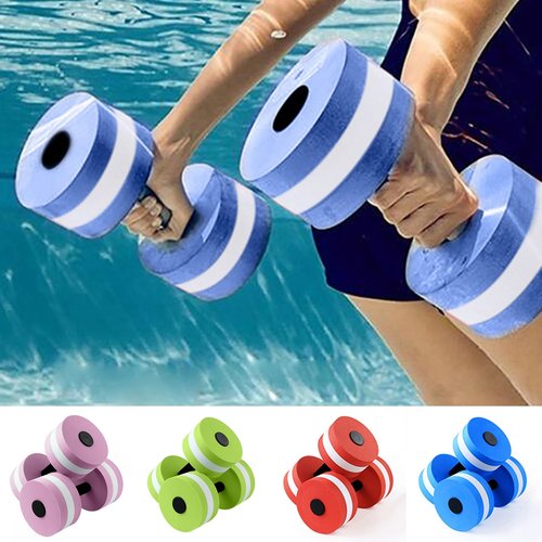 UDIYO Exercise Dumbbells, Fitness Barbells, High-Density EVA-Foam Dumbbell Set, Non-Slip Solid Colorfast Pool Weights Dumbbells for Water Aerobics Weight Loss, Pool Fitness, Water Exercise Blue