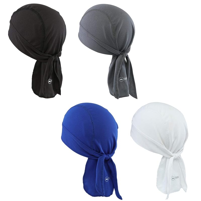 Cooling Head Wraps Do Rag Skull Cap for Men - DriZone Evapocool Bandana Under Helmet + 4-Color Variation