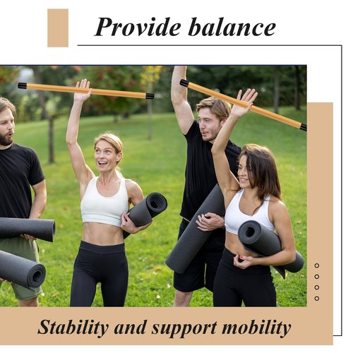 Hiboom 6 Pcs 26 inch Yoga Stick Natural Bamboo Exercise Stick with Non-Slip Rubber Ends Stretching Tool Posture Corrector Stretch Tool for Flexibility, Workout, Balance Fitness