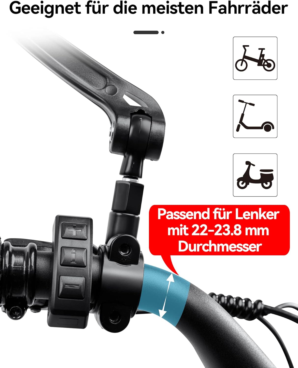 2pcs Bike Mirror Handlebar Mount 360° Adjustable, Wide Rear View Mirror Bicycle Mirrors for Handlebars with Scratch Resistant Glass, Bike Rear View Mirror for Scooter, Motorcycle, Bike Accessory