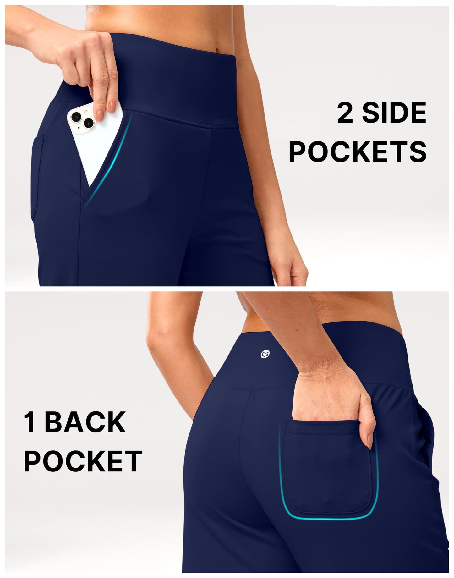 G Gradual Women's Bermuda Long Shorts 14" Knee Length Capris with Pockets High Waisted Athletic Casual Shorts for Women(Navy,M)