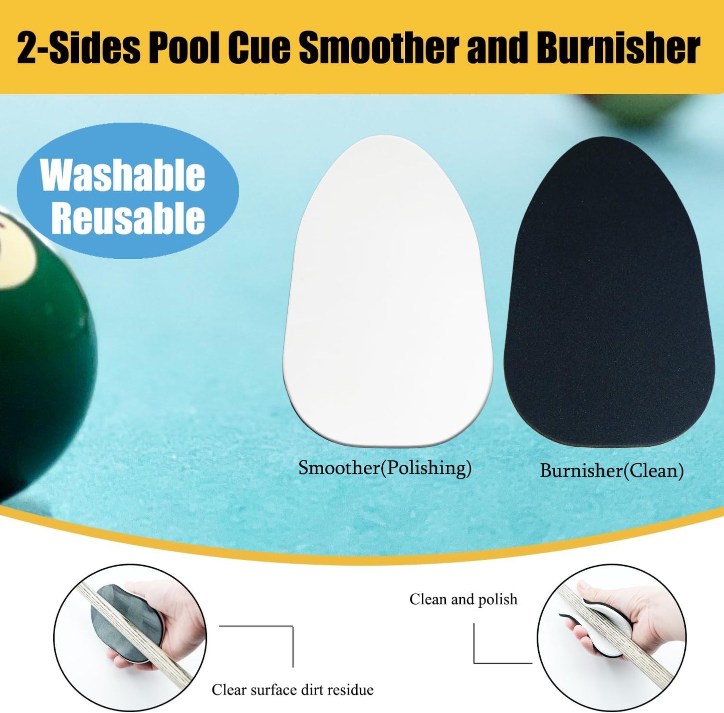 2 Pack Pool Cue Stick Shaft Wax Set, Billiards Pool Cue Stick Slicker 2-Sided Pool Cue Shaft Smoother and Burnisher, for Wood Pool Cue Shaft Clean and Protection