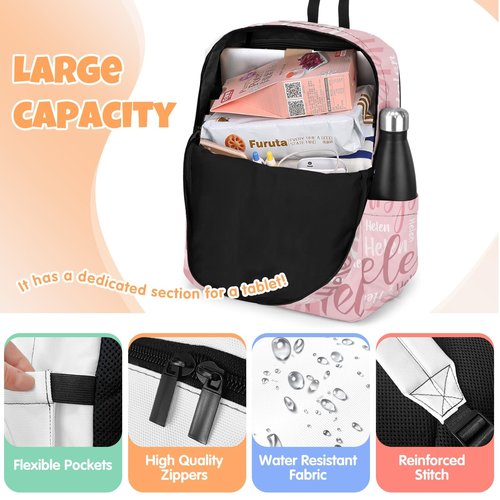 Coifrok Personalized Backpack for School, Girls Boys Kids Teen Name Bookbag Elementary School Backpack Set with Lunch Box and Pencil Case, Travel Backpack Waterproof Lightweight 16.8”