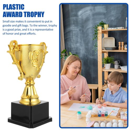 IMIKEYA Gold Trophy Cup Plastic Award Trophies Cups First Place Winner Award Trophies Cup for Sports Tournament Competition Kids Parties