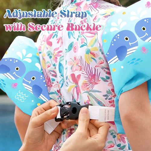 HeySplash Swim Vest for Kids, Toddler Pool Floaties Fit 22-44 Lbs, Children Swimming Vest with Adjustable Strap, Swim Jacket Water Wings Arm, Puddle Sea Beach Boat Jumper Boy Girl Age 1-6, Blue Shark