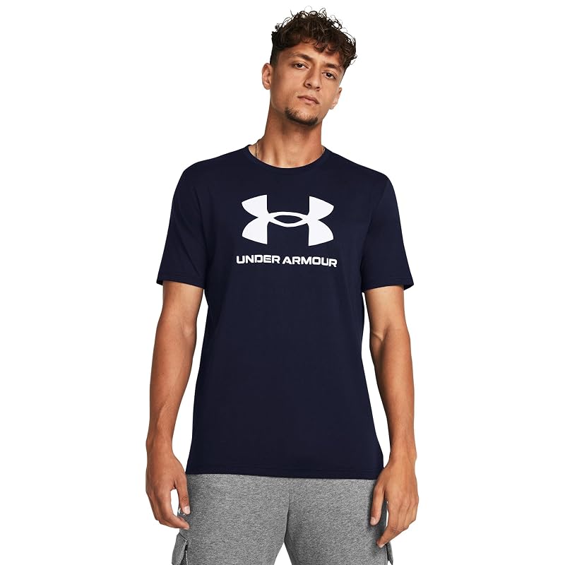 Under Armour Men’s Sportstyle Logo Short Sleeve T Shirt - White, Large (Academy) Variation