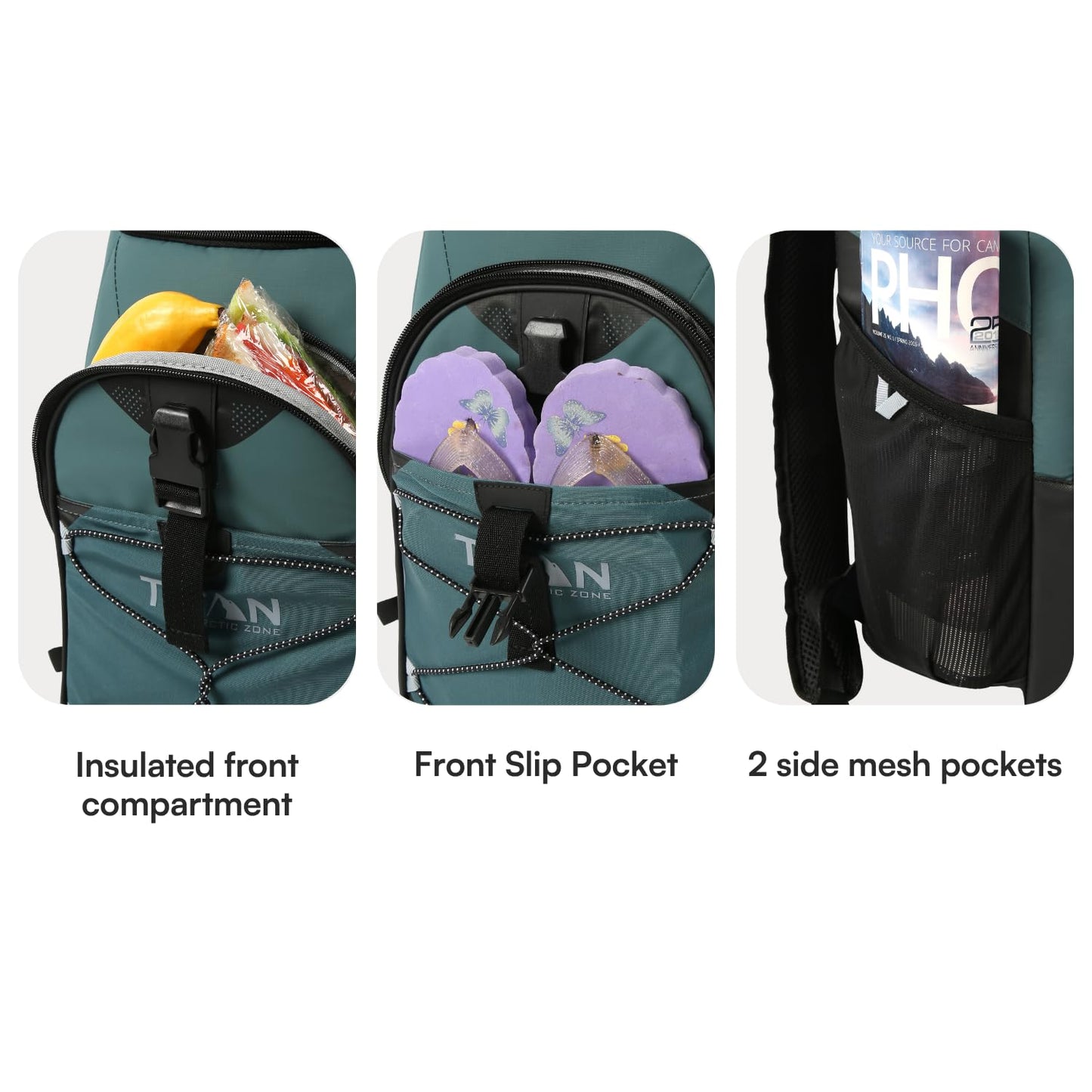 Titan by Arctic Zone Backpack Cooler, Insulated Soft Sided Bag with Leak Proof Lining and Padded Straps, for Lunch, Picnic, and Travel, 24 Can Capacity, Jungle Hunt