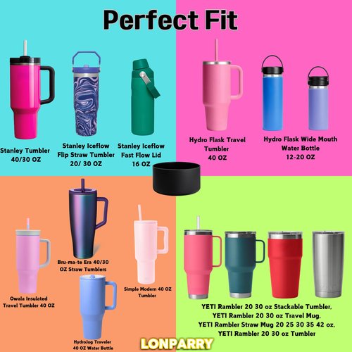 LONPARRY 2-Pack Silicone Boot for Stanley 40 30 oz Quencher Adventure Tumbler, IceFlow 30 20 oz, Stanley Cup Protector Accessories Clear