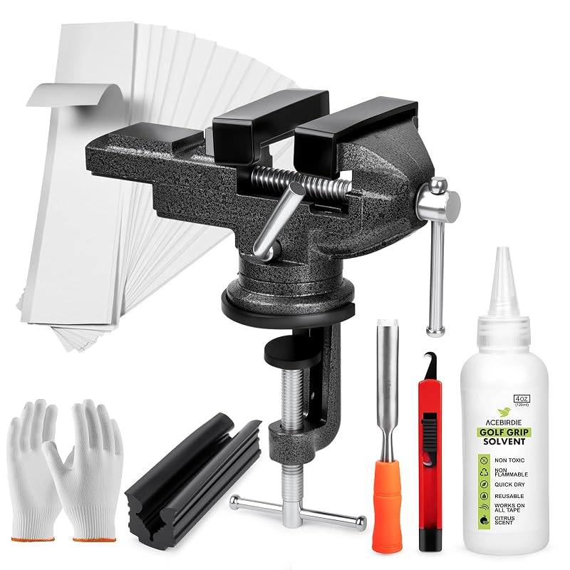 Golf Grip Replacement Kit with Vise & Removal Tools - 13 Adhesive Strips