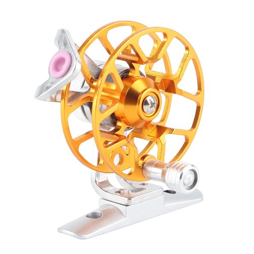 RiToEasysports RightHanded Fishing Reel Aluminum Alloy Ice Fishing Wheel LaborSaving for Fishing Enthusiasts (Red) (Blue) (Gold)