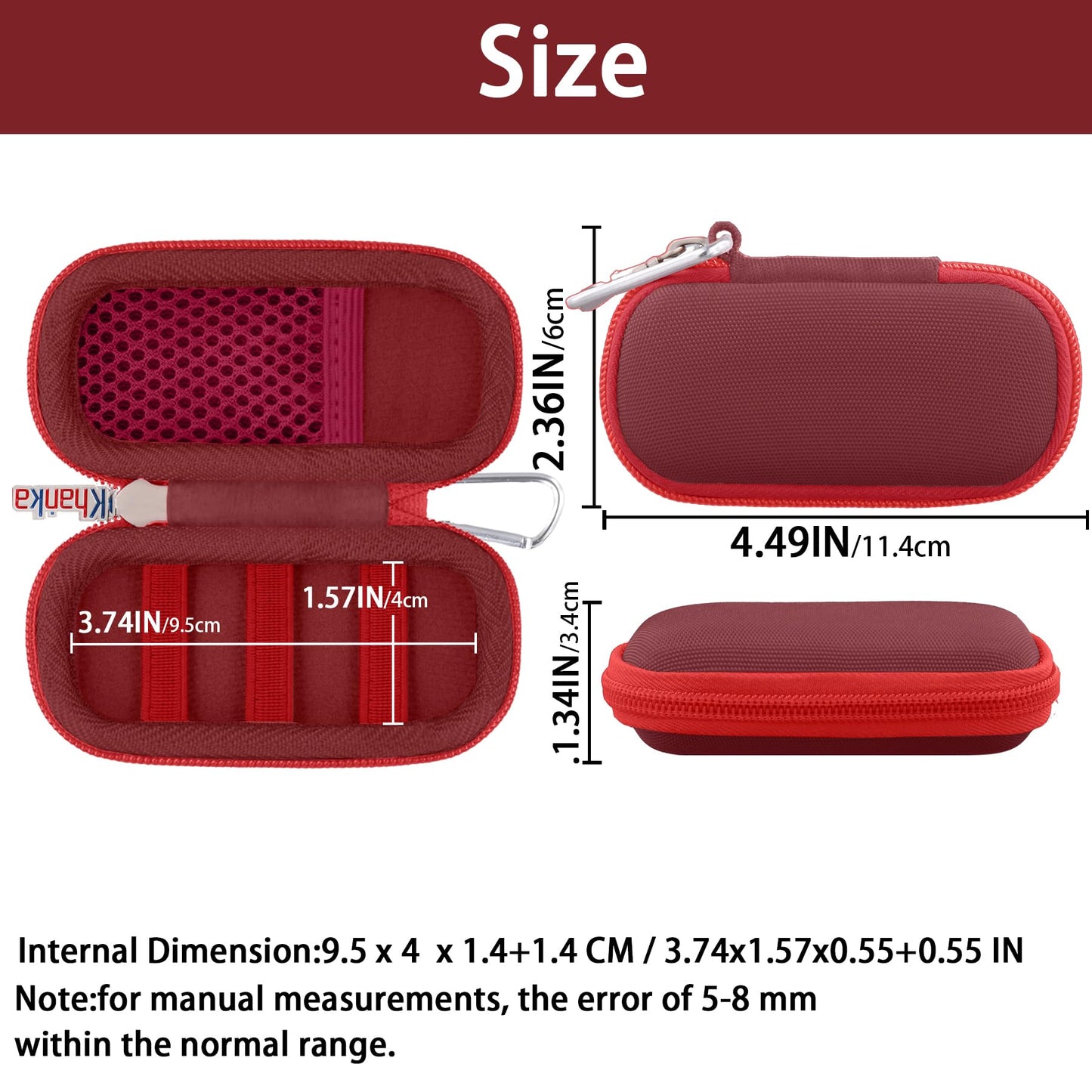 khanka Hard Case for AliveCor KardiaMobile ECG Monitor, Fits KardiaMobile 6L/6L Max, 6-Lead Personal EKG Device, Portable Heart Monitor Storage Case (Case Only)（Dark Red）