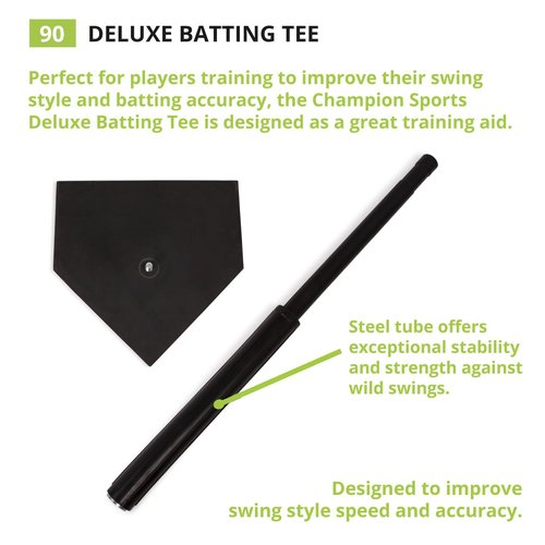 Champion Sports Deluxe Batting Tee - Mounted Adjustable Telescopic Batting Tee - 22"–36"