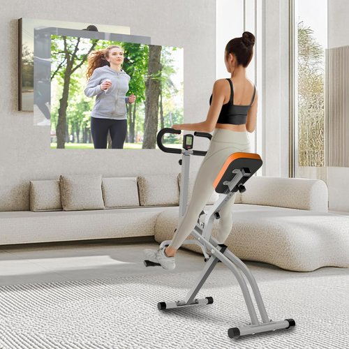 RIVANO Squat Machine, Ab Workout Equipment, 265lbs Loading Capacity Rowing Machines for Home Foldable with Adjustable Resistance Bands and Display, Exercise Trainer for Botty Butt Thighs, Grey