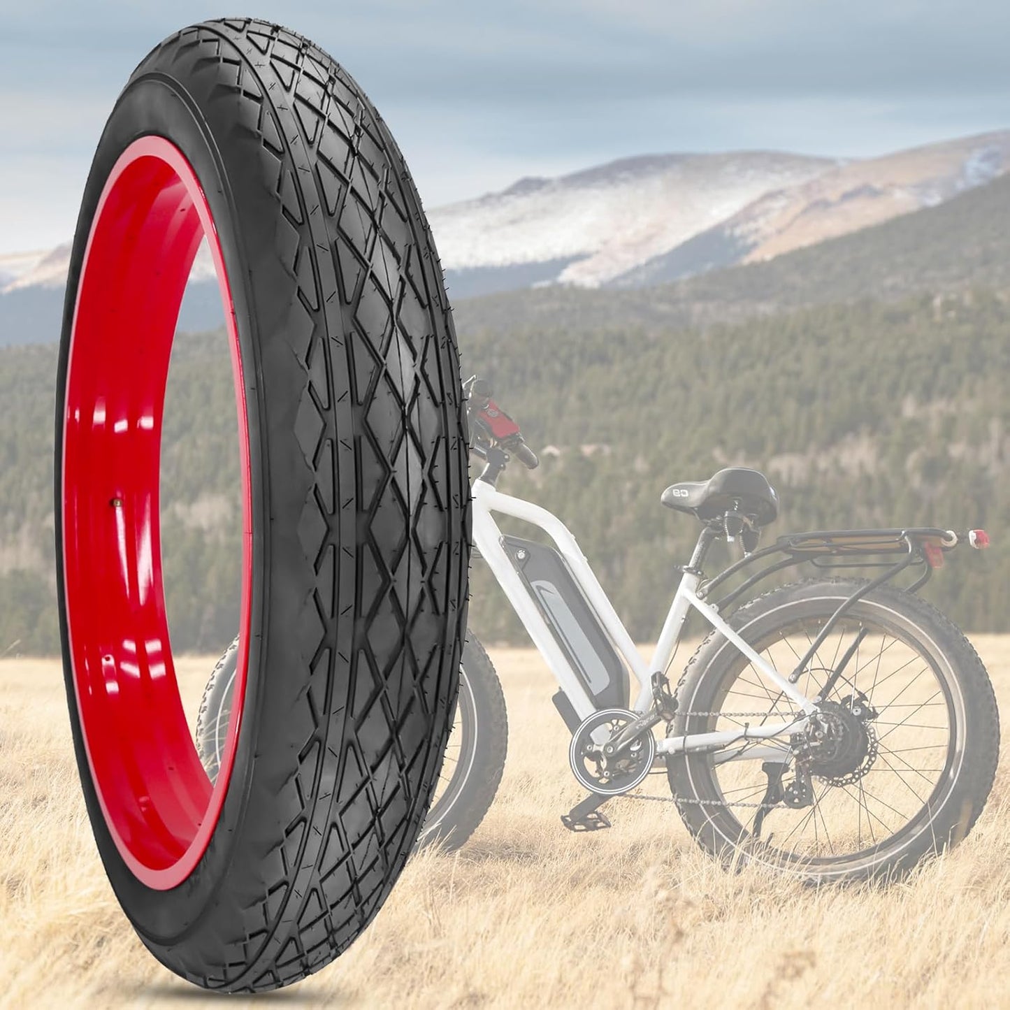 26x4.0 Bike Tire for Electric Bikes - Puncture Resistant All-Terrain Fat Tire with Durable Tread, High Traction for Mountain/Snow/Road - Compatible with E-Bikes 26x4.0 Inches