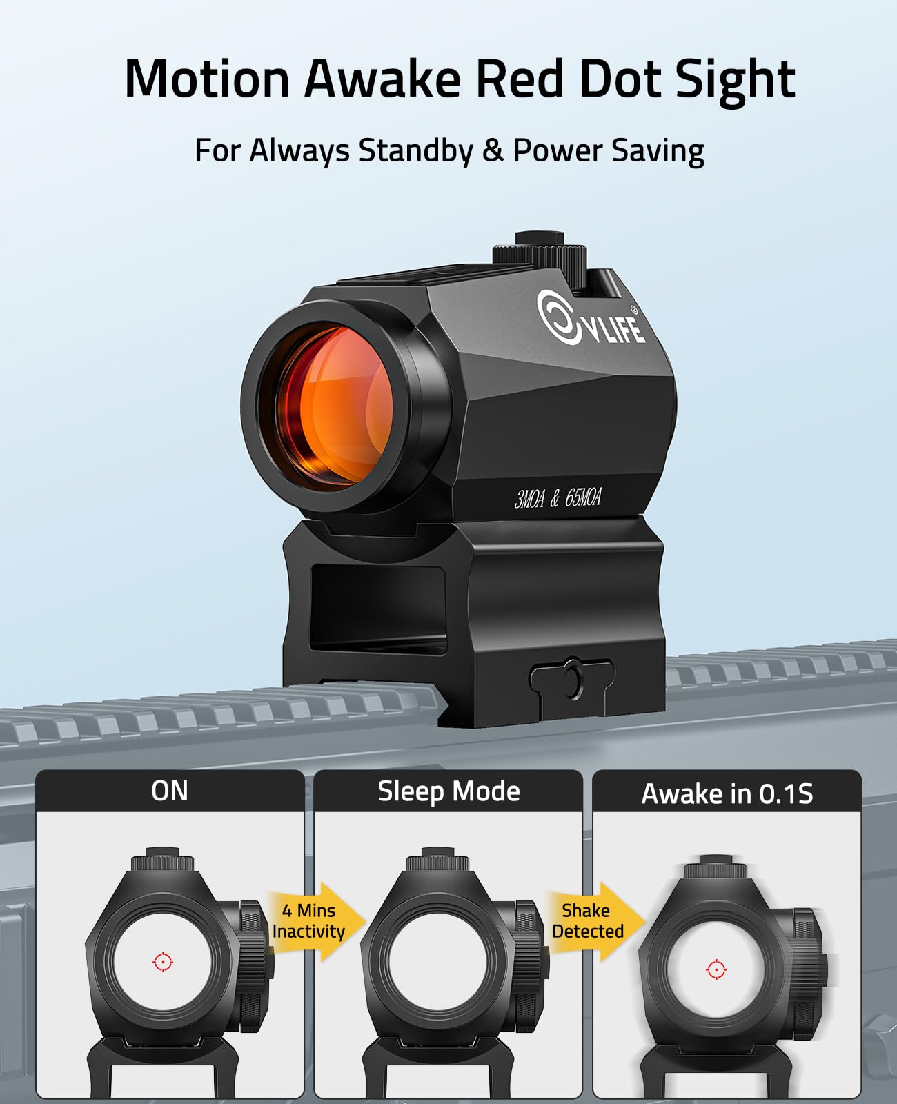 CVLIFE Multiple Reticle 3 MOA Dot & 65 MOA Circle Red Dot, Motion Awake Red Dot Sight, 1x20mm Red Dot Scope Optics with Absolute Co-Witness Riser and Low Mount for 21mm Picatinny Rail