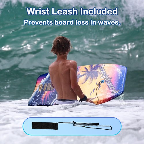 Wham-O Boogie Boards 2 Pack, 37" Body Board for Beach, Lightweight Bodyboard with Wrist Leash for Beginners Kids and Adults – Beach