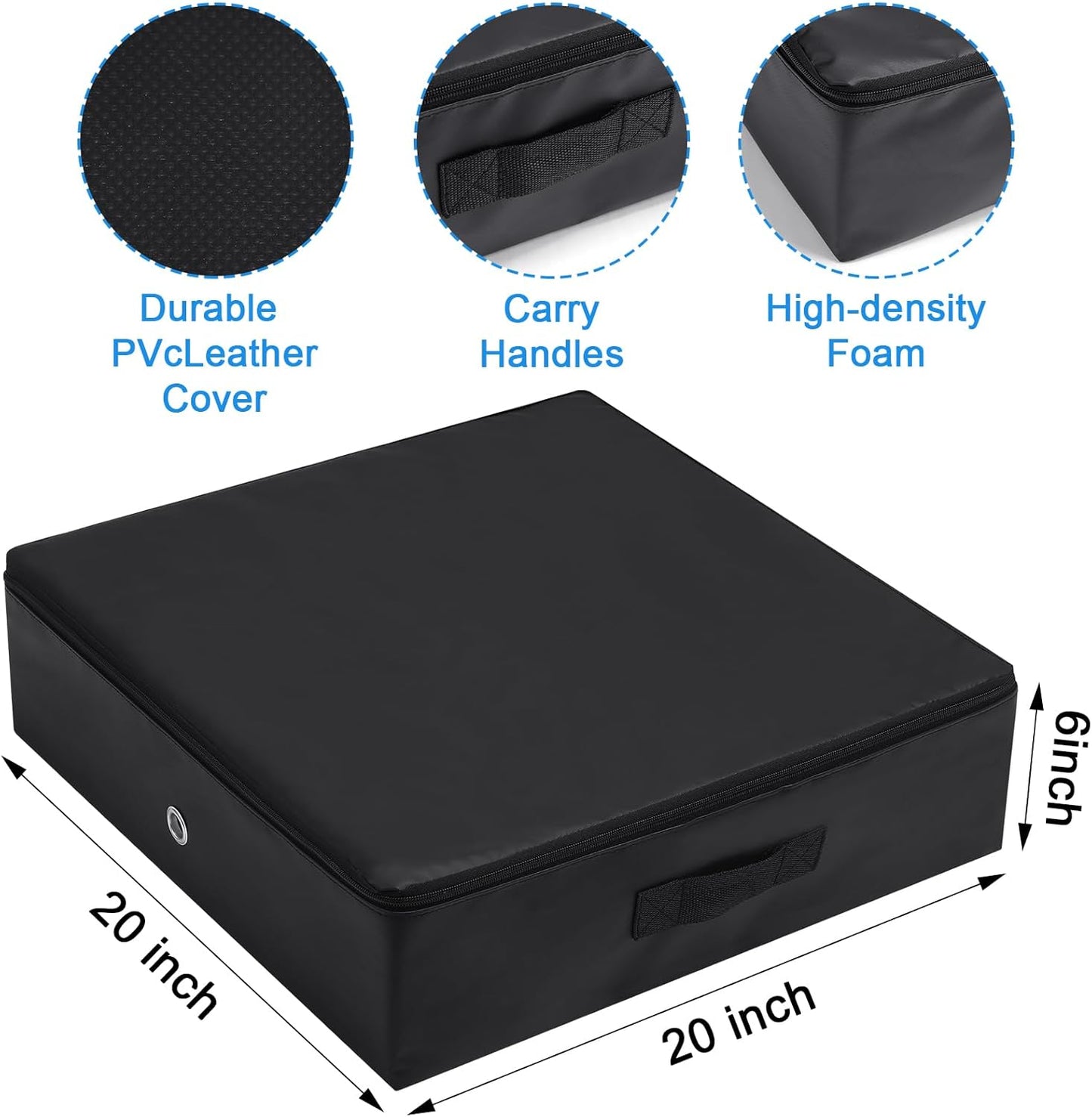 2 Pack Weightlifting Crash Pad Black Silencer Weightlifting Drop Pads with PVC Leather Cover Barbell Deadlift Mat 20 x 20 x 6 Inches for Climbing Sport Supplies