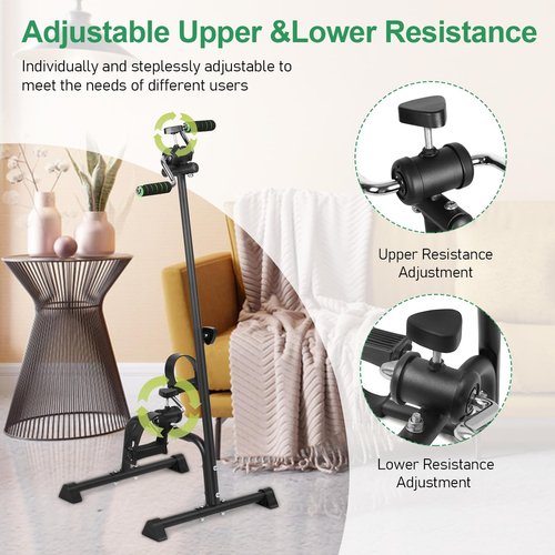 RFEGJVII Rehabilitation Bike for Stroke Patients, Elderly Exercise Bike with Total Body Workout, Adjustable Pedal Exerciser for Seniors, Portable Home Fitness Equipment for Elderly Recovery Black