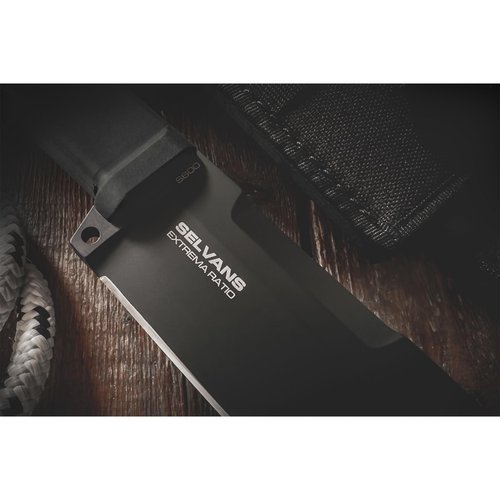 Extrema Ratio - Selvans S600 (BLACK), Fixed Blade Knife, Böhler S600 steel hardened to 64 HRC, burnished finish, ergonomic Forprene handle, full tang construction, survival-ready, sheath included