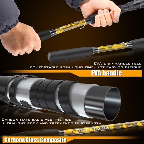 Sougayilang Spinning Rod Combo - MH Action Fishing Pole with Bait Feeder Reel for Catfish, Salmon, Steelhead Freshwater Saltwater Fishing- 7'0"/7'6" (7'6")