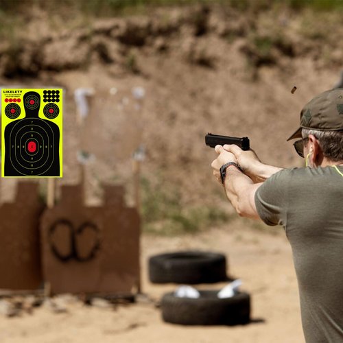 LikeLety 25 Pack 12 x18 Inch Silhouette Splatter Targets, Adhesive Shooting Target Stickers with Yellow Effect for Outdoor Indoor Practice