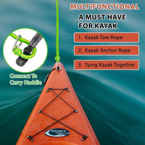 Botepon Floating Kayak Tow Rope with Clips – Quick Connect Rescue Line for Kayaks, Jet Ski Anchor Rope – Towing Rope for Tying Kayaks Together, Kayak Accessories, 20FT