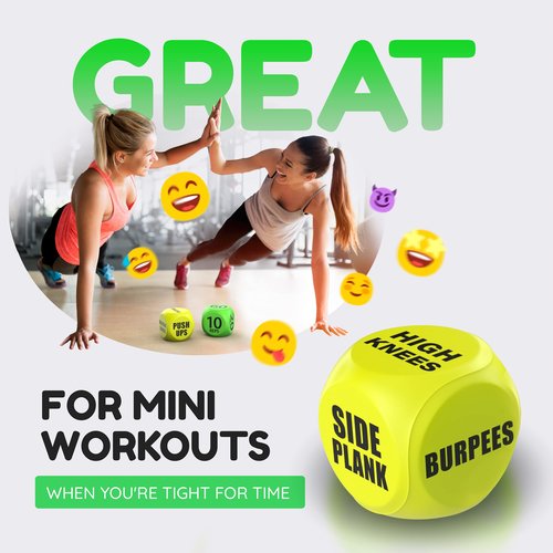 TidyFriend Exercise Dice, 6 Sided Foam Fun Workout Dice for Solo or Group Classes, Great Dynamic Exercise Equipment (Yellow)