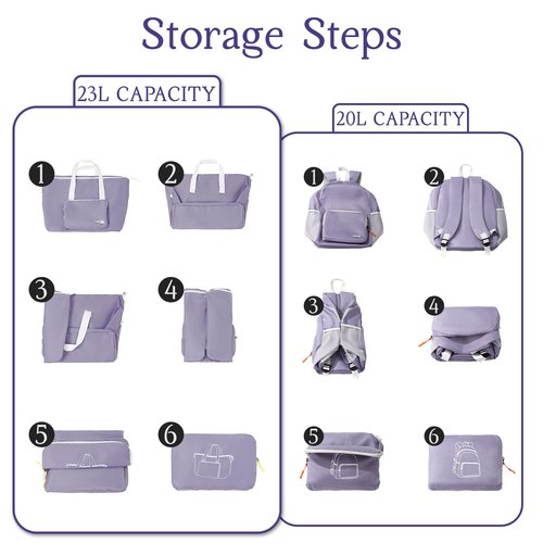 SWLIFL Foldable Hiking Backpack Small Lightweight Packable Backpack 2 Pack 20L/23L for Women Men Vacation,Hiking,Camping,Weekend Travels,Airplane Friendly Travel Bag(Purple)