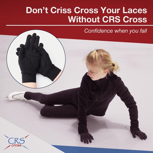CRS Cross Padded Ice Skating Gloves. Warm Padded Protection for Figure Skating Testing, Practice, Dance Competitions, Roller Skaters and Cheerleading. (Black, Ladies Small/Medium)