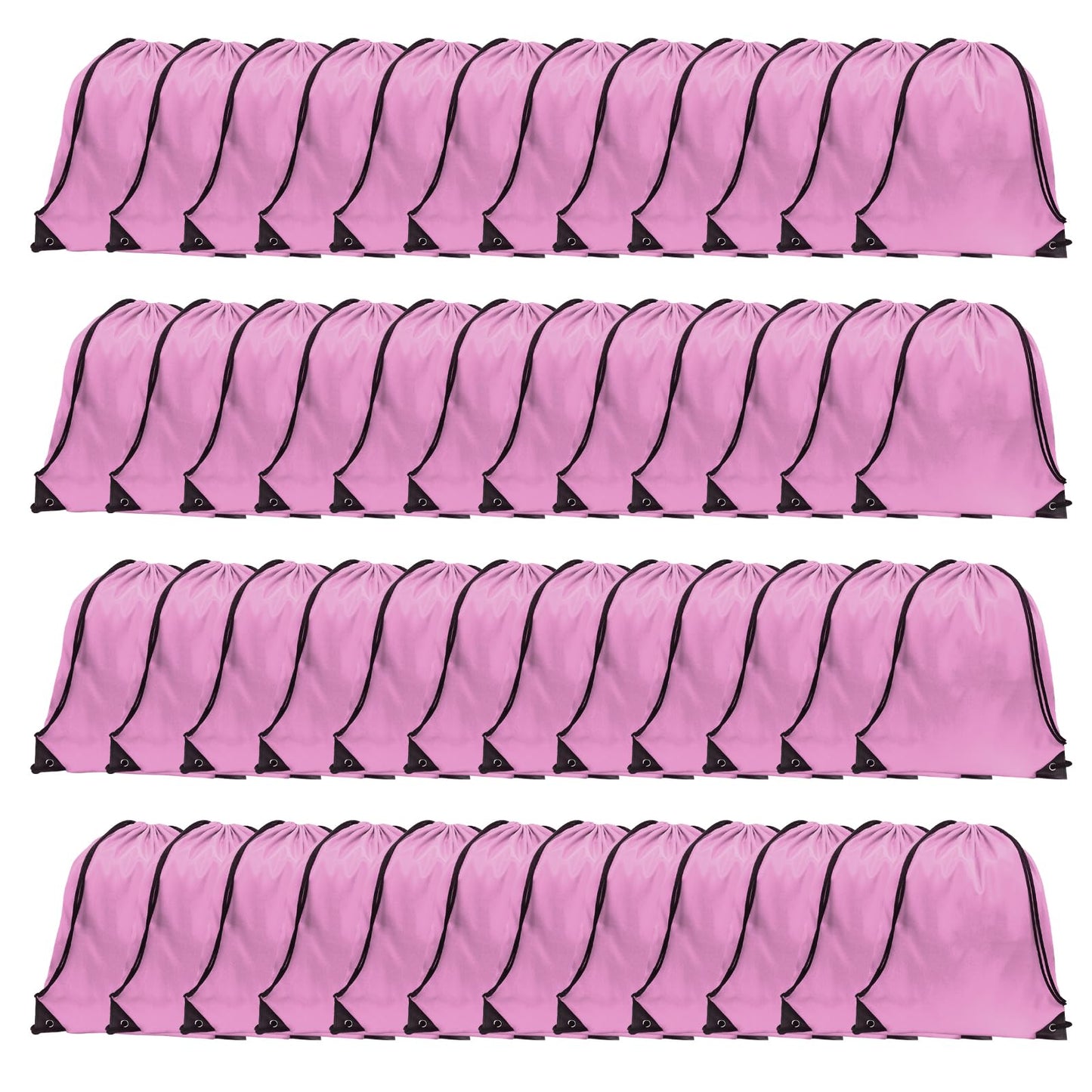 GoodtoU Drawstring Backpack Nylon Draw String Bags Pack Bulk Cinch Sack Gym Bag Drawstring Backpack for Sport, Traveling, Team (Pink, 16Pcs)