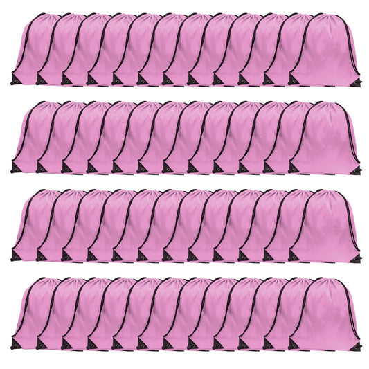 GoodtoU Drawstring Backpack Nylon Draw String Bags Pack Bulk Cinch Sack Gym Bag Drawstring Backpack for Sport, Traveling, Team (Pink, 16Pcs)