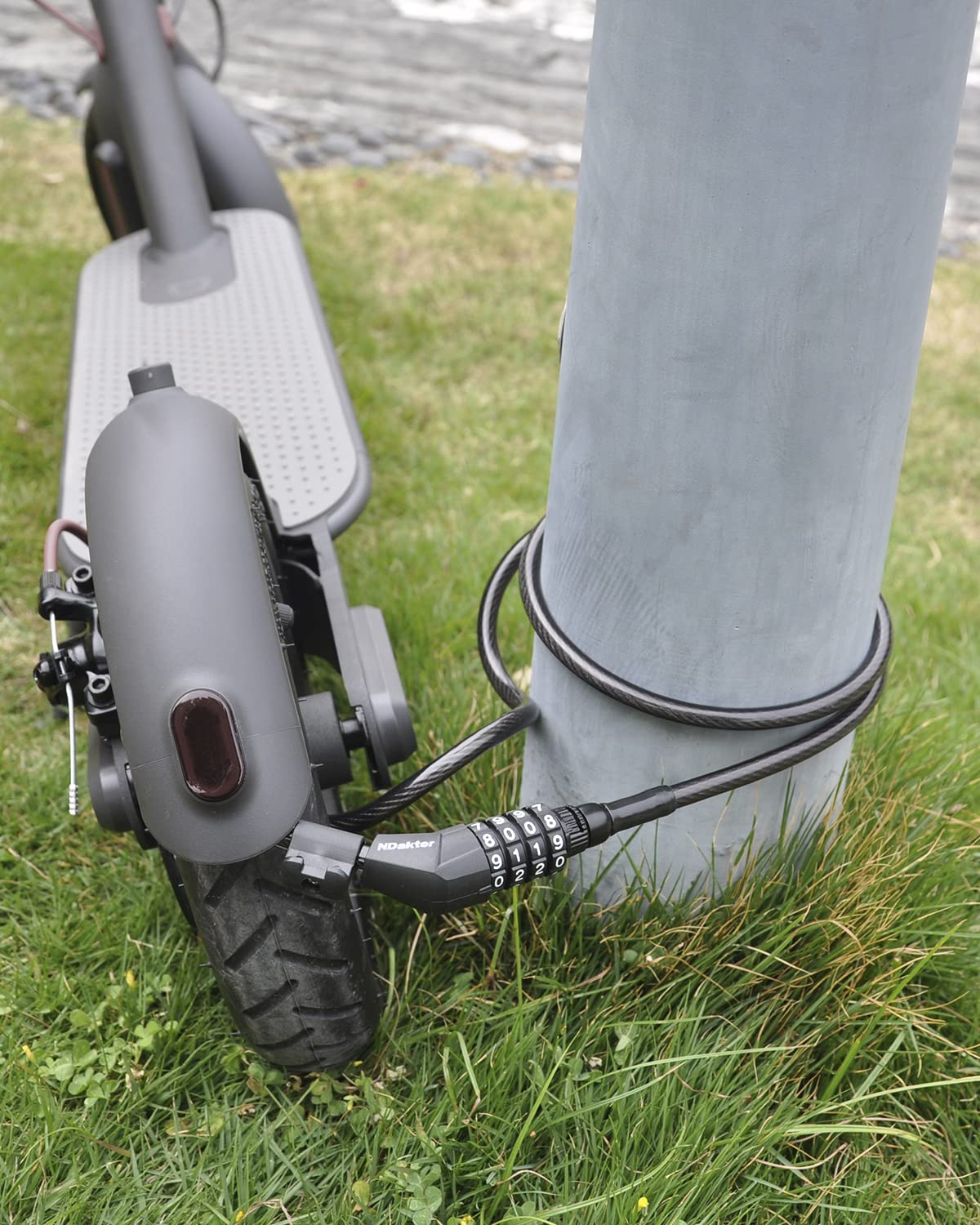 NDakter Bike Lock, 4FT Electric Scooter Combination Cable Lock with Unique Narrow Male and Mounting Bracket,Ideal Anti Theft Bicycle Locks for Mountain Bike, Road Bike, Electric Bicycle (8mm)