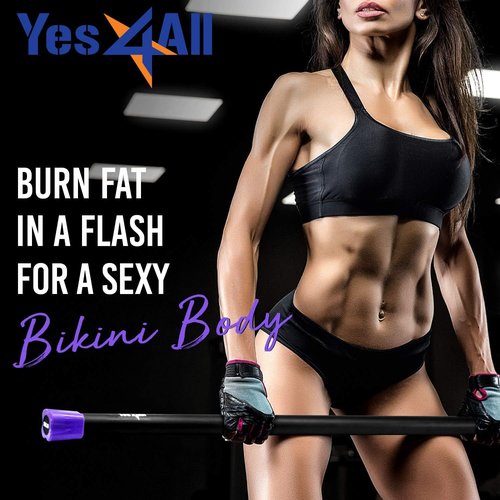 Yes4All Total Body Workout Weighted Pilates Bar, Body Bar For Exercise, Therapy, Aerobics, and Yoga, Strength Training, 5lbs