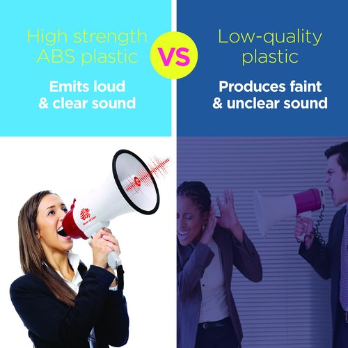 Roar of Lion Bullhorn Megaphone with Siren & Volume Control/Recorder - Waterproof 25W Reliable and Consistent Performance, 240-sec Voice Recording with Maximum Range 1312Yards, (Black/White)