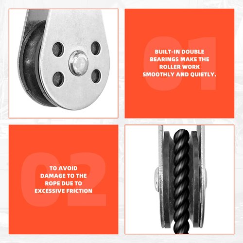 LJZP 4Pcs Stainless Steel Nylon Marine Pulley Wheel, Swivel Pulley Block Boat Kayak Single Pulley with 4Pcs Spring Snap Hook, Rope Cable Pulleys for Pulley System for 0.08" to 0.32" Ropes