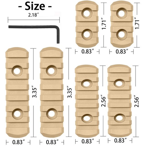 Polymer Picatinny Accessory Rail Single Picatinny Rail, 3-3-5-5-7-7 Slots Tan