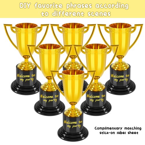 COJOSQC 4 inch mini Trophies, 6PCS Trophies for Kindergarten Graduation, Bowling tournaments, Basketball Games, Kids Soccer Awards, Must Have Football Party Favors, Plastic Trophy.