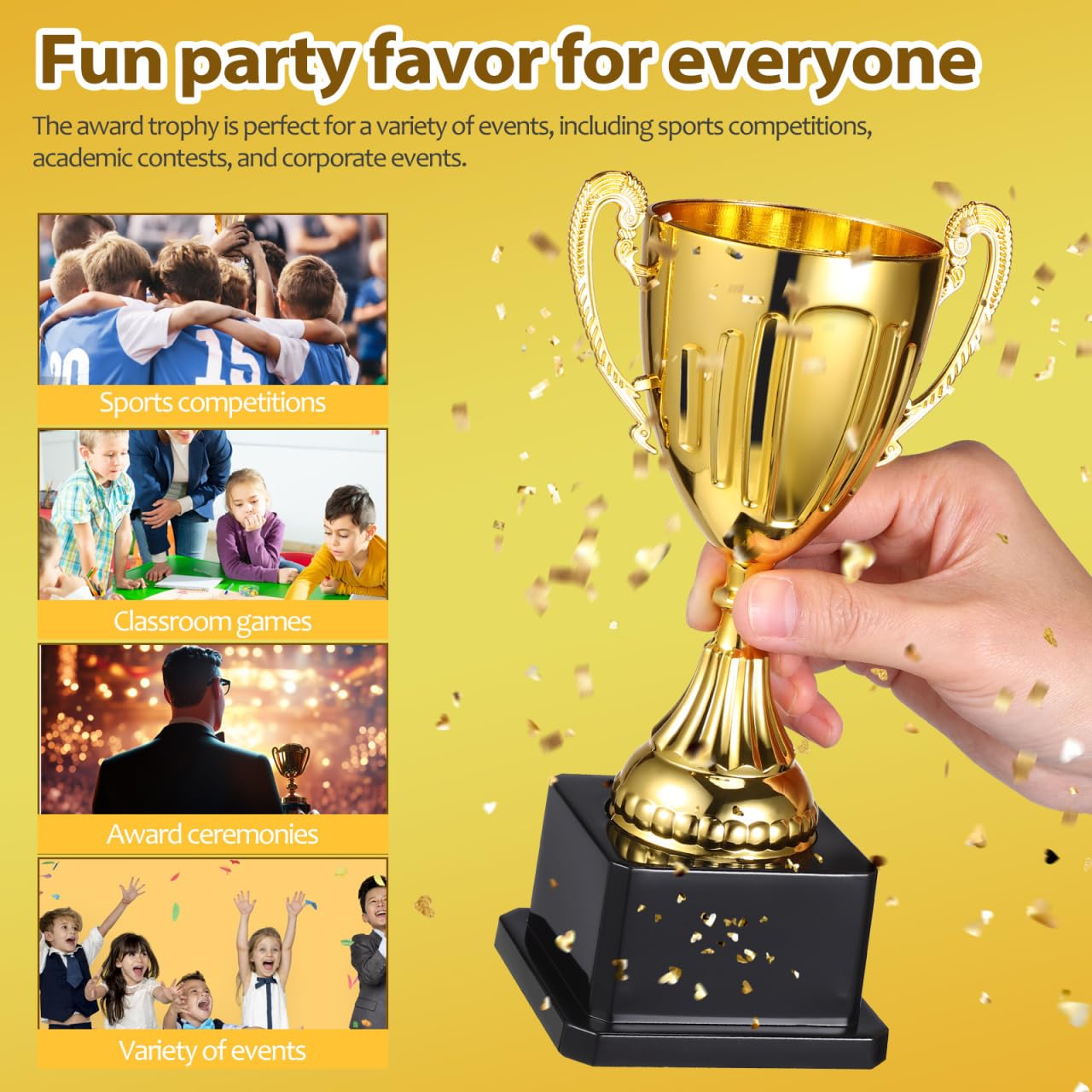 NOLITOY Gold Trophy Award, 7.4 Inch Plastic Trophy Cup for Sports