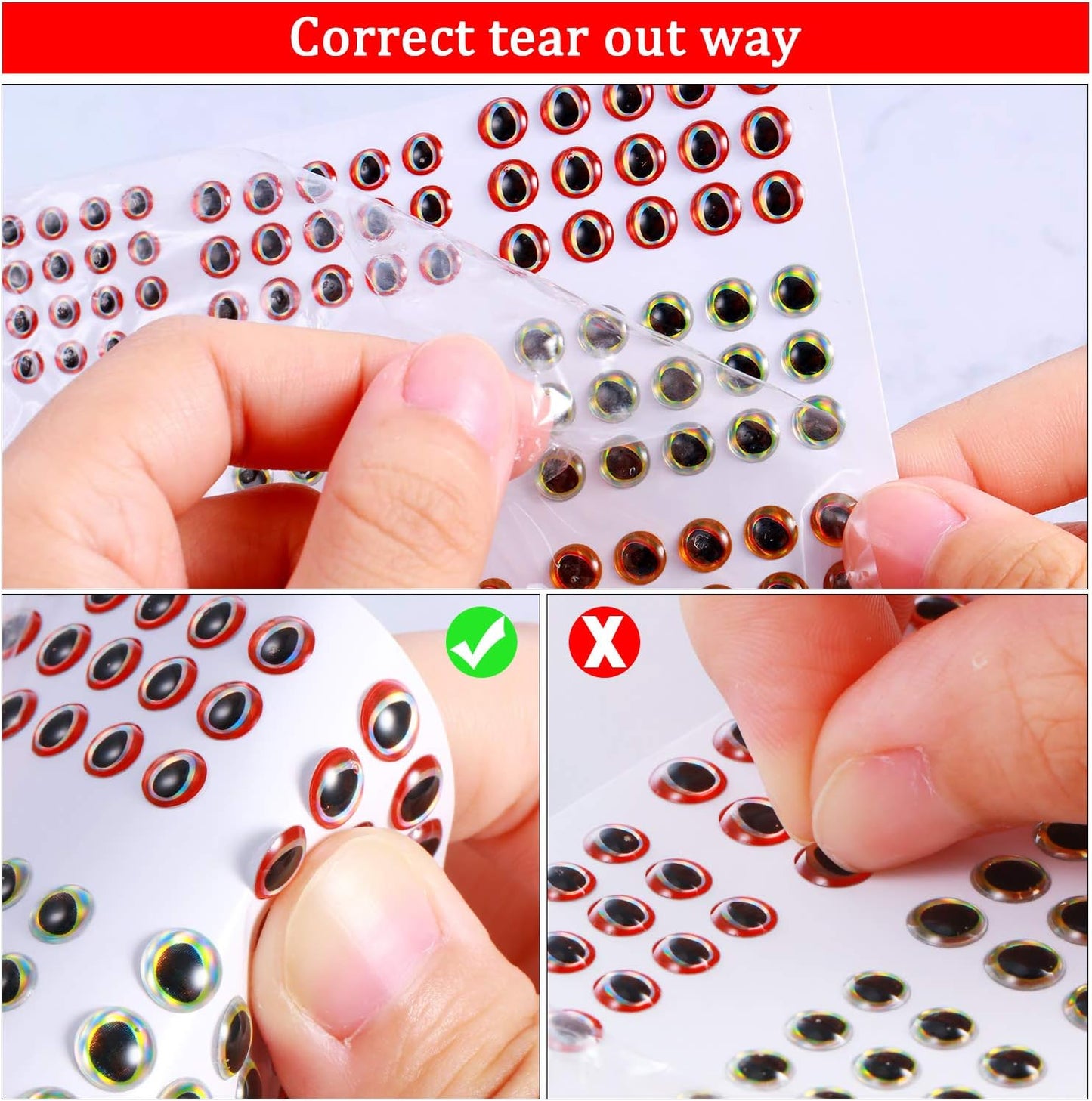 1242 Pieces 3D 4D Fishing Eyes Oval Realistic Lure Eyes for Making Fishing Bait Fly Tying Streamers Lures Crafts (6 Sizes: 3 mm/ 4 mm/ 5 mm/ 6 mm/ 8 mm/ 10 mm)
