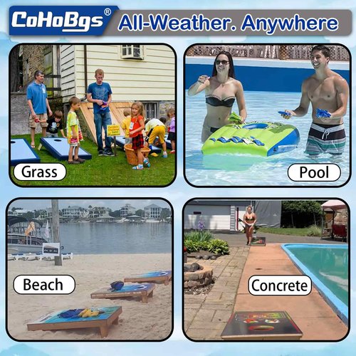 CoHoBgs Corn Hole Bags Set 8, Professional Cornhole Bags Dual-Sided Slick & Stick Resin Filled Suede and Duck Canvas Bean Bags for Cornhole Game Includes Carry Case