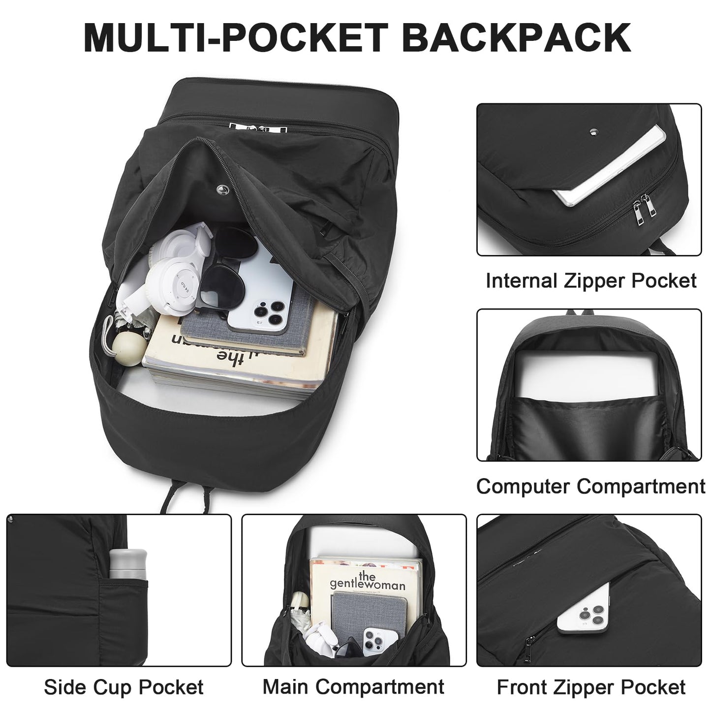 seyfocnia Gym Backpack,Small Gym Bag with Shoe Compartment Lightweight Expandable Travel Backpack Workout Sports Casual Daypack for Women or Men