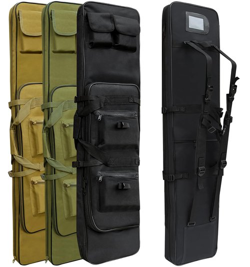 32"/37"/46" Rifle Bag, Black/Khaki/Green Tactical Long Rifle Backpack, Portable Shotgun Case for Firearm Storage and Transportation, Suitable for Outdoor Hunting Shooting (46" Black)