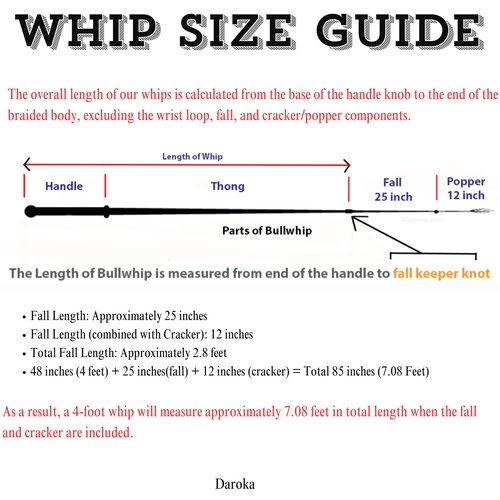 Red and Black 16-Plait Nylon Bullwhip with Leather Core – Paracord Whip with Stainless Steel Handle – Multiple Lengths (8 feet (2.4 Meter))