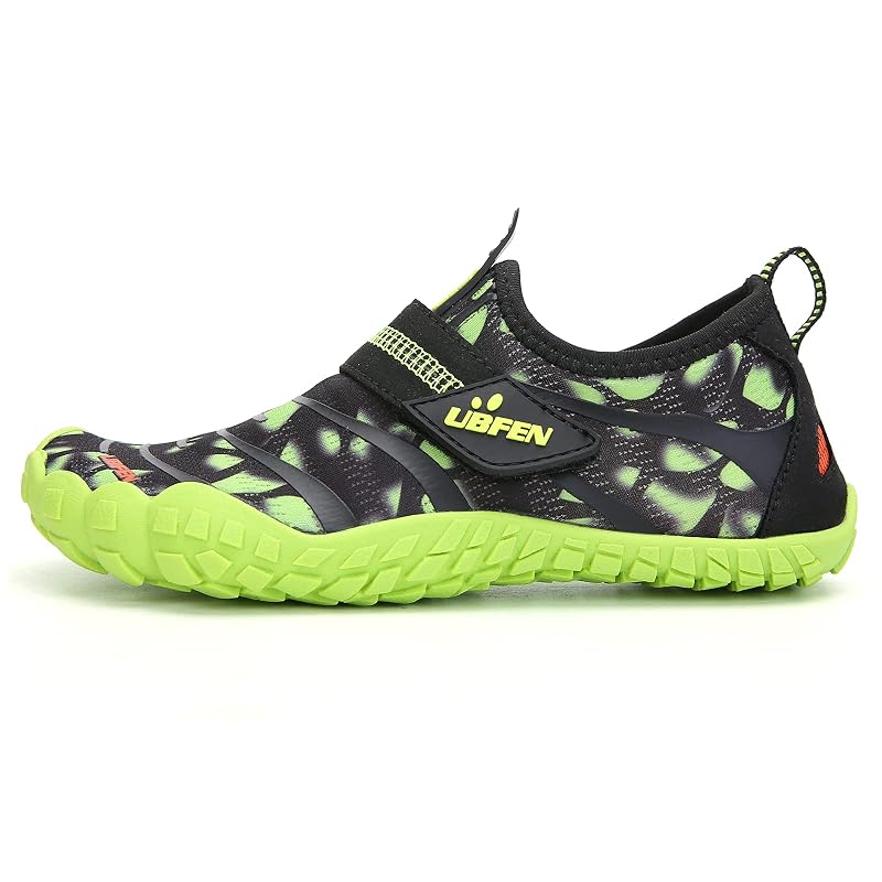 UBFEN Kids Water Shoes - Quick-Dry Aqua Socks for Boys & Girls, Green+2 Big Kid